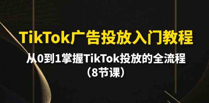 TikTok广告投放入门教程，从0到1掌握TikTok投放的全流程（8节课）网赚项目-副业赚钱-互联网创业-资源整合八方网创