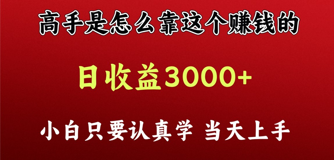 看高手是怎么赚钱的，一天收益至少3000+以上，小白当天上手网赚项目-副业赚钱-互联网创业-资源整合八方网创