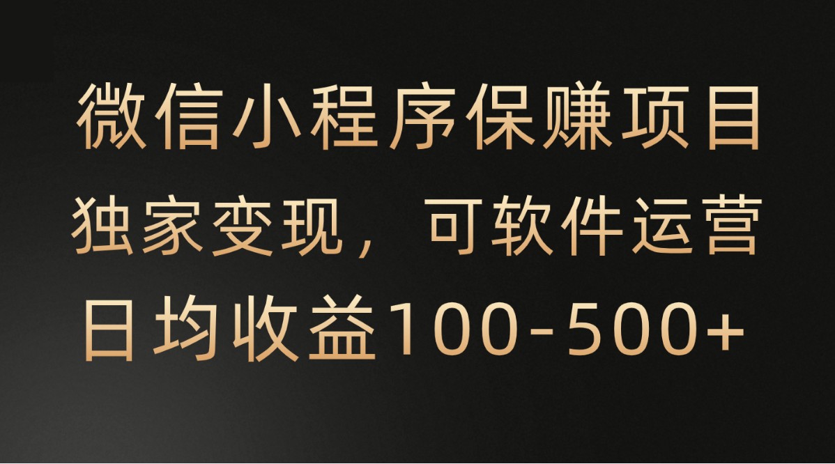 微信小程序，腾讯保赚项目，可软件自动运营，日均100-500+收益有保障网赚项目-副业赚钱-互联网创业-资源整合八方网创