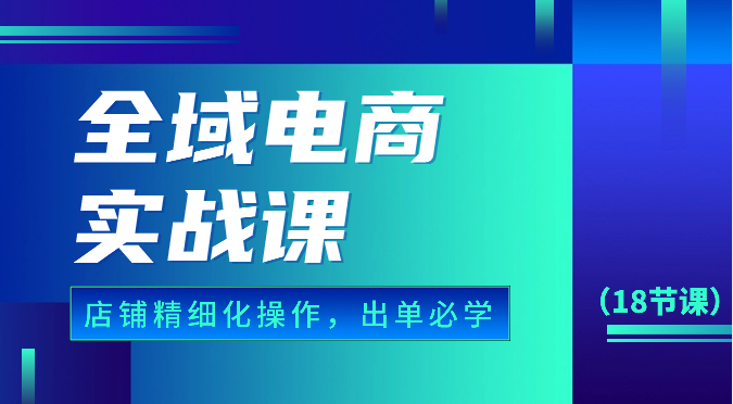 全域电商实战课，个人店铺精细化操作流程，出单必学内容（18节课）网赚项目-副业赚钱-互联网创业-资源整合八方网创