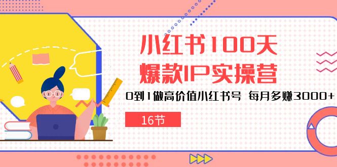 小红书100天爆款IP实操营，0到1做高价值小红书号，每月多赚3000+（16节）网赚项目-副业赚钱-互联网创业-资源整合八方网创