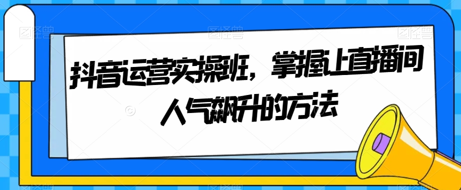 抖音运营实操班，掌握让直播间人气飙升的方法网赚项目-副业赚钱-互联网创业-资源整合八方网创