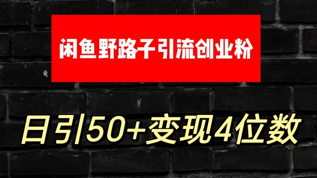 大眼闲鱼野路子引流创业粉，日引50+单日变现四位数网赚项目-副业赚钱-互联网创业-资源整合八方网创