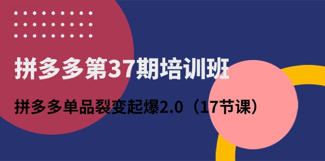 拼多多第37期培训班：拼多多单品裂变起爆2.0（17节课）网赚项目-副业赚钱-互联网创业-资源整合八方网创