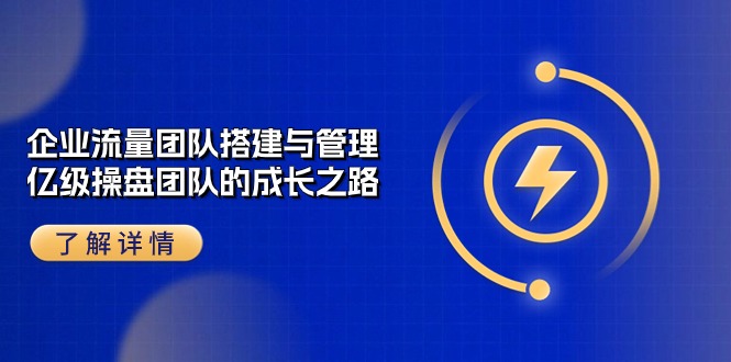 企业流量团队搭建与管理，亿级操盘团队的成长之路（28节课）网赚项目-副业赚钱-互联网创业-资源整合八方网创