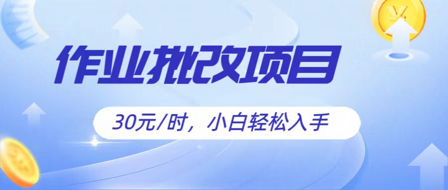 作业批改项目30元/时，简单小白轻松入手，非常适合兼职网赚项目-副业赚钱-互联网创业-资源整合八方网创