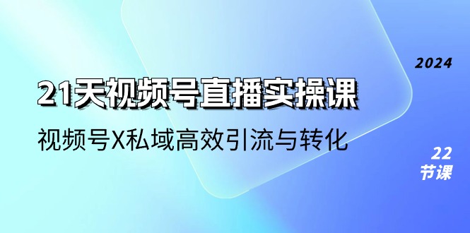 21天视频号直播实操课，视频号X私域高效引流与转化（22节课）网赚项目-副业赚钱-互联网创业-资源整合八方网创
