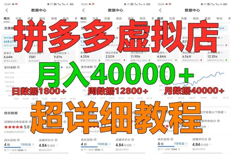 拼多多虚拟电商训练营月入40000+，全网最详细，你做你也行，暴利稳定长久网赚项目-副业赚钱-互联网创业-资源整合八方网创