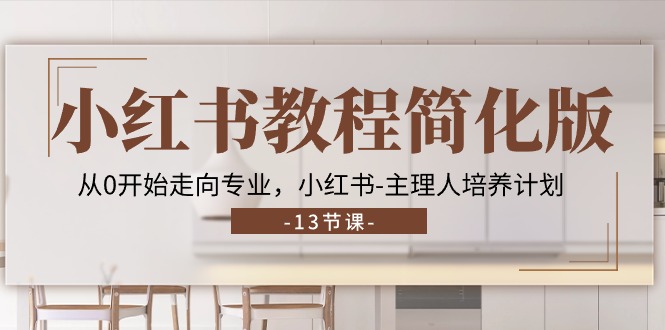 小红书教程简化版，从0开始走向专业，小红书主理人培养计划 (13节)网赚项目-副业赚钱-互联网创业-资源整合八方网创