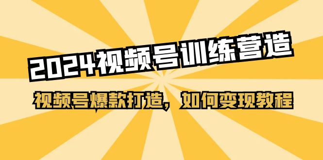 2024视频号训练营，视频号爆款打造，如何变现教程（20节课）网赚项目-副业赚钱-互联网创业-资源整合八方网创