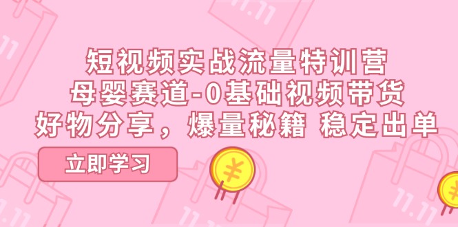 短视频实战流量特训营，母婴赛道-0基础带货，好物分享，爆量秘籍 稳定出单网赚项目-副业赚钱-互联网创业-资源整合八方网创