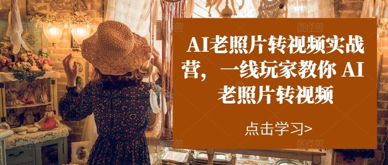AI老照片转视频实操训练营，一线玩家教你AI老照片转视频网赚项目-副业赚钱-互联网创业-资源整合八方网创
