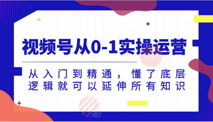 视频号从0-1实操运营，从入门到精通，懂了底层逻辑就可以延伸所有知识（更新2024.7）网赚项目-副业赚钱-互联网创业-资源整合八方网创