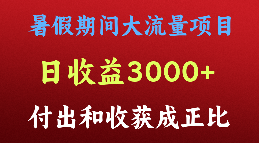 一天收益3000+，暑假期间， 这个项目才是真火网赚项目-副业赚钱-互联网创业-资源整合八方网创