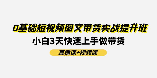 0基础短视频图文带货实战提升班，小白3天快速上手做带货(直播课+视频课)网赚项目-副业赚钱-互联网创业-资源整合八方网创