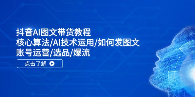 抖音AI图文带货教程：核心算法/AI技术运用/如何发图文/账号运营/选品/爆流网赚项目-副业赚钱-互联网创业-资源整合八方网创