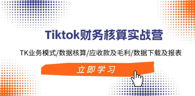 Tiktok财务核算实战营：TK业务模式/数据核算/应收款及毛利/数据下载及报表网赚项目-副业赚钱-互联网创业-资源整合八方网创