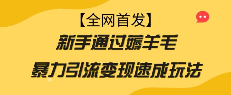 【全网首发】新手通过薅羊毛暴力引流变现速成玩法网赚项目-副业赚钱-互联网创业-资源整合八方网创