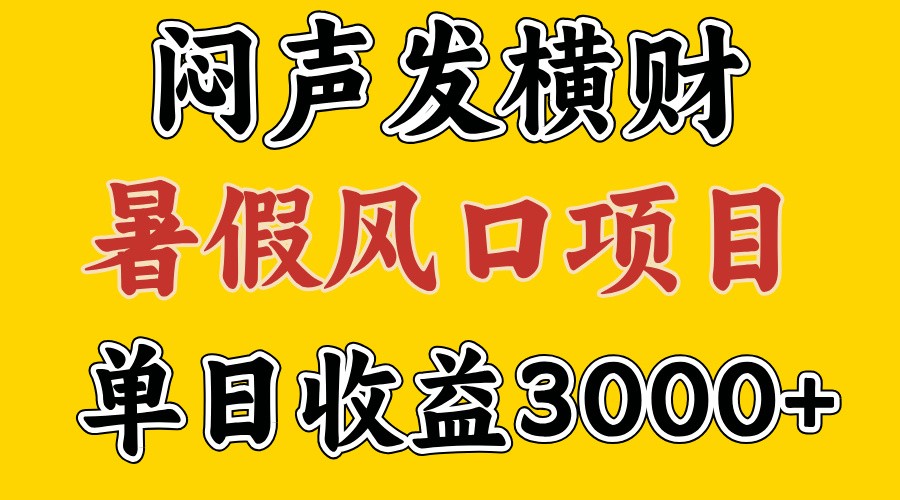 30天赚了7.5W 暑假风口项目，比较好学，2天左右上手网赚项目-副业赚钱-互联网创业-资源整合八方网创