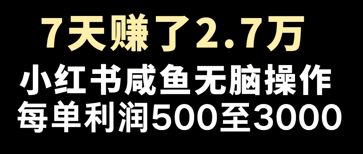 七天赚了2.7万！每单利润最少500+，轻松月入5万+小白有手就行网赚项目-副业赚钱-互联网创业-资源整合八方网创