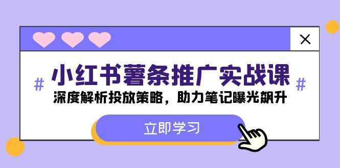 小红书-薯条推广实战课：深度解析投放策略，助力笔记曝光飙升网赚项目-副业赚钱-互联网创业-资源整合八方网创