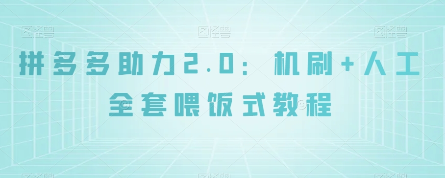 拼多多助力2.0：机刷+人工全套喂饭式教程【揭秘】网赚项目-副业赚钱-互联网创业-资源整合八方网创