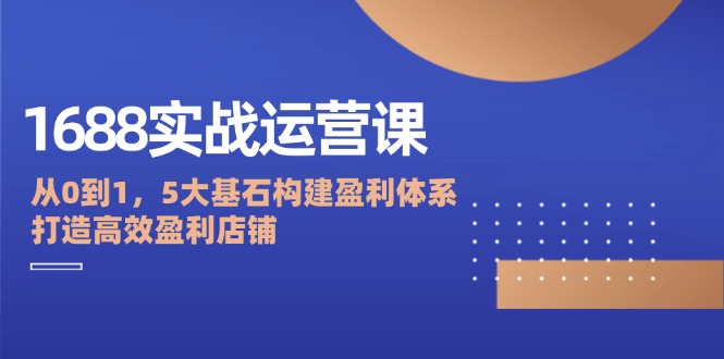 1688实战运营课：从0到1，5大基石构建盈利体系，打造高效盈利店铺网赚项目-副业赚钱-互联网创业-资源整合八方网创