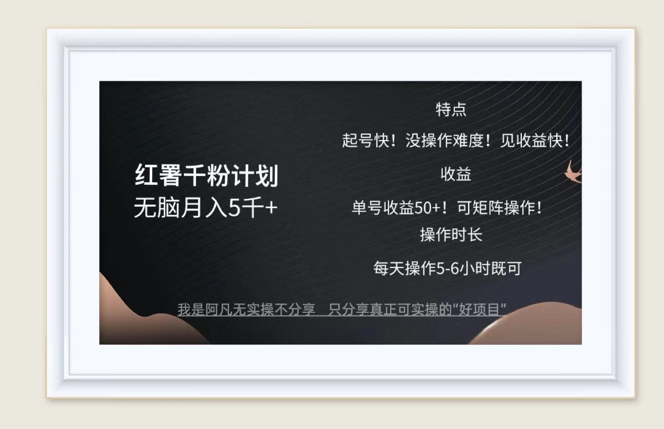 红薯千粉计划无脑月入5千+！既做既赚！网赚项目-副业赚钱-互联网创业-资源整合八方网创