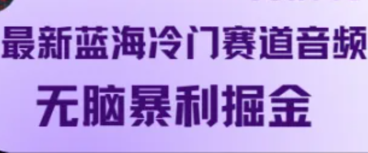 最新蓝海冷门赛道音频，无脑暴利掘金网赚项目-副业赚钱-互联网创业-资源整合八方网创