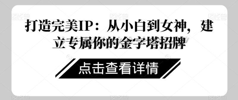 打造完美IP:从小白到女神,建立专属你的金字塔招牌网赚项目-副业赚钱-互联网创业-资源整合八方网创
