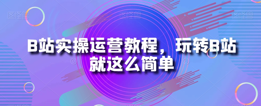 B站实操运营教程，玩转B站就这么简单网赚项目-副业赚钱-互联网创业-资源整合八方网创