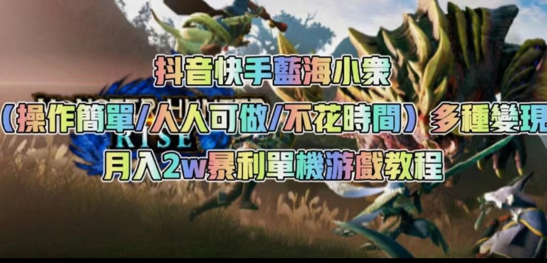 抖音快手蓝海小众（操作简单人人可做不花时间）多种变现月入2w＋暴利单机游戏教程网赚项目-副业赚钱-互联网创业-资源整合八方网创
