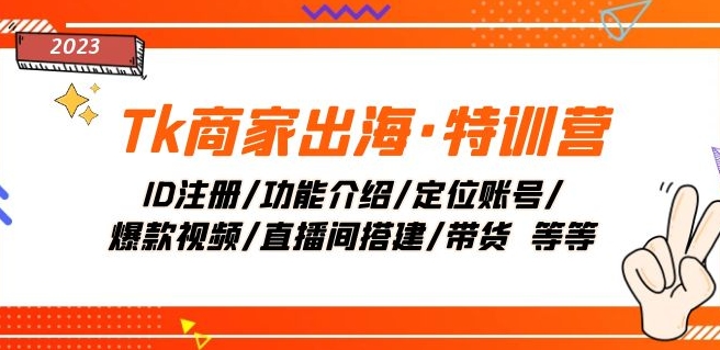 Tk商家出海·特训营：ID注册/功能介绍/定位账号/爆款视频/直播间搭建/带货网赚项目-副业赚钱-互联网创业-资源整合八方网创