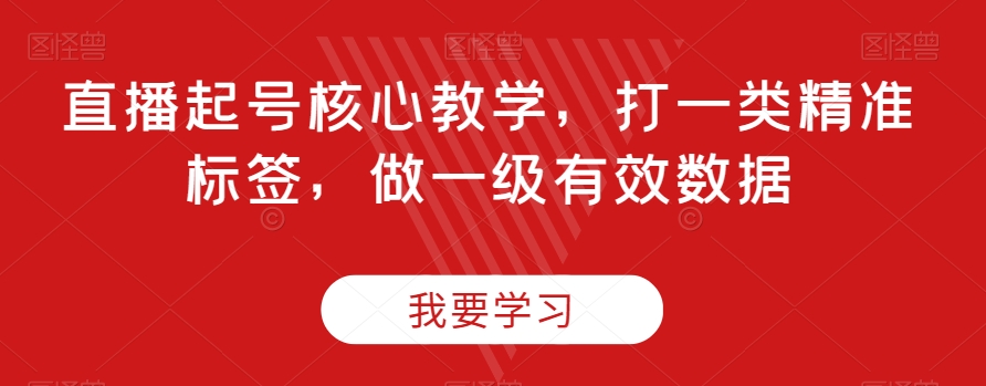 直播起号核心教学，打一类精准标签，做一级有效数据网赚项目-副业赚钱-互联网创业-资源整合八方网创