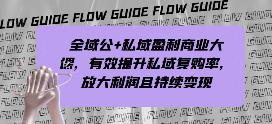 全域公+私域盈利商业大课，有效提升私域复购率，放大利润且持续变现网赚项目-副业赚钱-互联网创业-资源整合八方网创