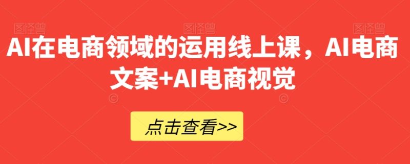 AI在电商领域的运用线上课，​AI电商文案+AI电商视觉网赚项目-副业赚钱-互联网创业-资源整合八方网创