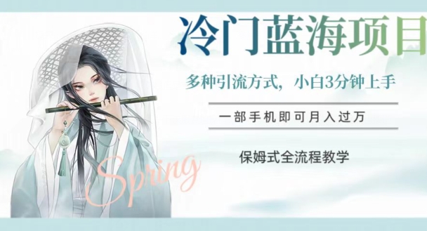 冷门蓝海项目，操作简单，小白3分钟上手，多种引流方式，保姆式全流程教学【揭秘】网赚项目-副业赚钱-互联网创业-资源整合八方网创