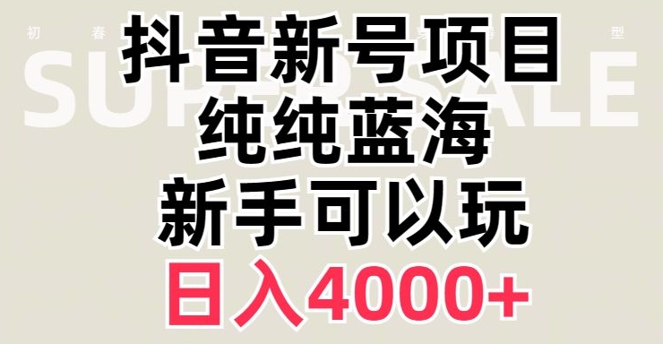 抖音蓝海赛道，必须是新账号，日入4000+【揭秘】网赚项目-副业赚钱-互联网创业-资源整合八方网创