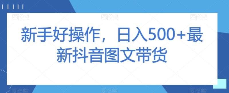 新手好操作，日入500+最新抖音图文带货【揭秘】网赚项目-副业赚钱-互联网创业-资源整合八方网创