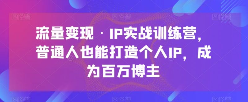 流量变现·IP实战训练营,普通人也能打造个人IP,成为百万博主网赚项目-副业赚钱-互联网创业-资源整合八方网创