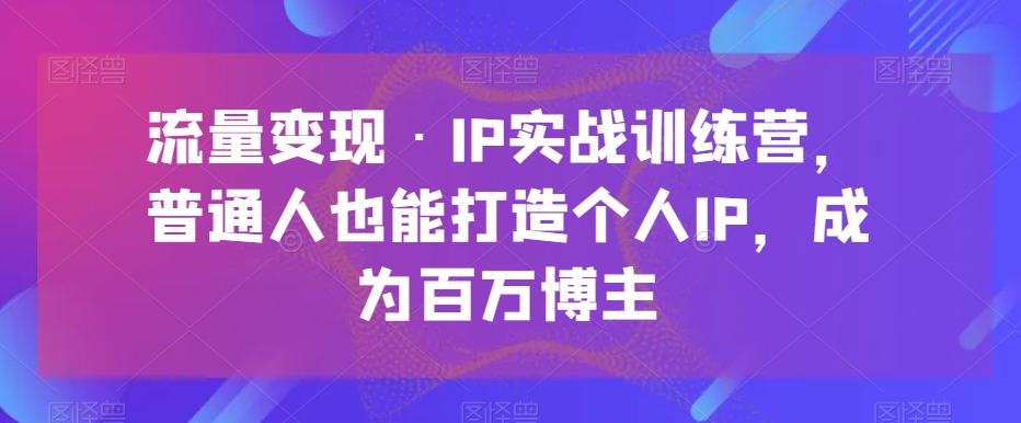 流量变现·IP实战训练营，普通人也能打造个人IP，成为百万博主网赚项目-副业赚钱-互联网创业-资源整合八方网创