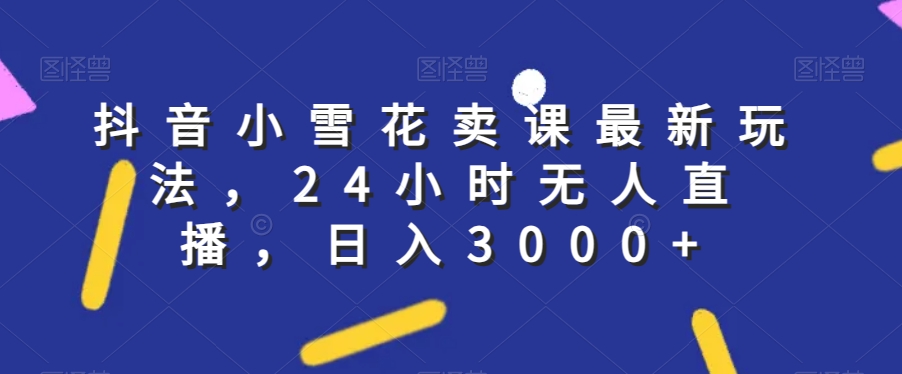 抖音小雪花卖课最新玩法，24小时无人直播，日入3000+【揭秘】网赚项目-副业赚钱-互联网创业-资源整合八方网创