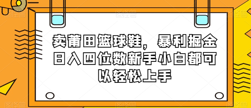 卖莆田篮球鞋，暴利掘金日入四位数新手小白都可以轻松上手【揭秘】网赚项目-副业赚钱-互联网创业-资源整合八方网创