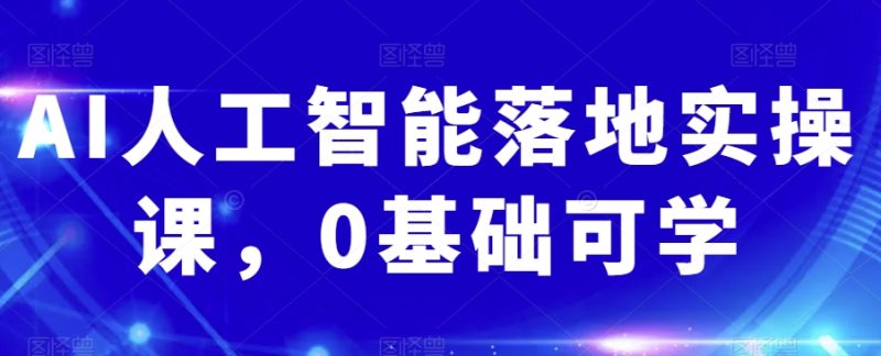 AI人工智能落地实操课,0基础可学网赚项目-副业赚钱-互联网创业-资源整合八方网创