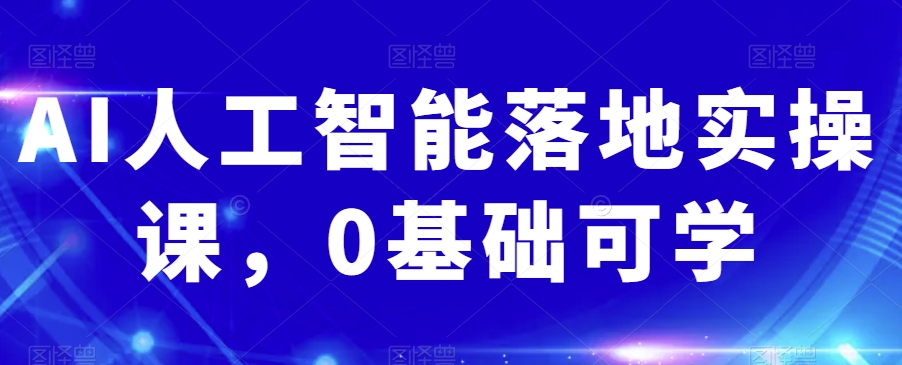 AI人工智能落地实操课，0基础可学网赚项目-副业赚钱-互联网创业-资源整合八方网创