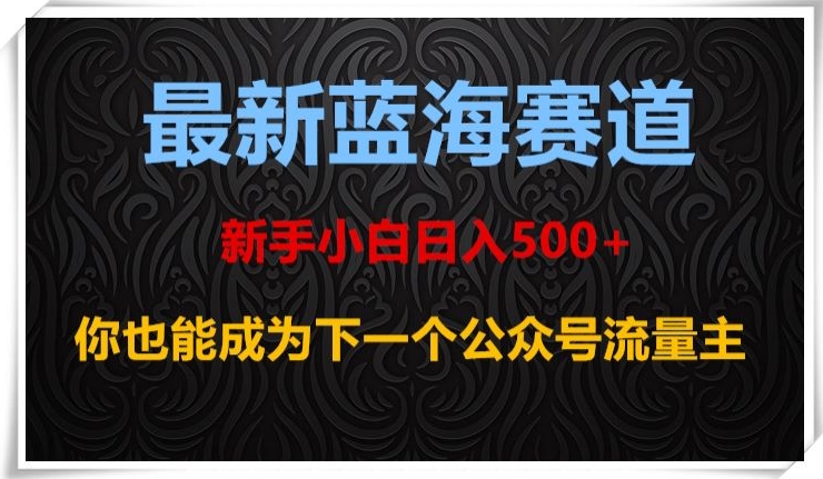 最新蓝海赛道，新手小白日入500+，你也能成为下一个公众号流量主【揭秘】网赚项目-副业赚钱-互联网创业-资源整合八方网创