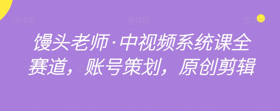 馒头老师·中视频系统课全赛道，账号策划，原创剪辑网赚项目-副业赚钱-互联网创业-资源整合八方网创