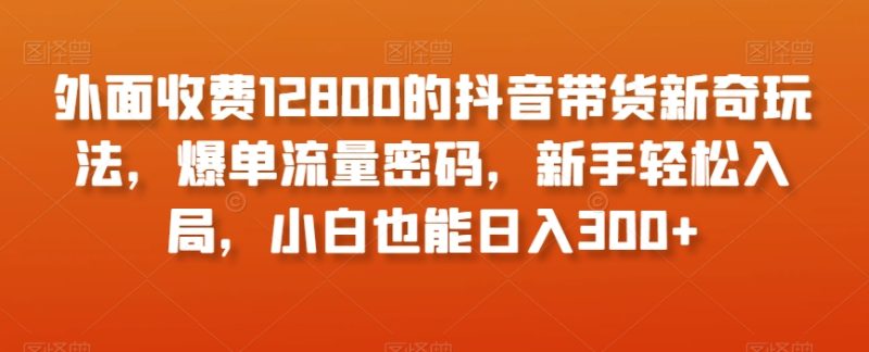 外面收费12800的抖音带货新奇玩法,爆单流量密码,新手轻松入局,小白也能日入300+【揭秘】网赚项目-副业赚钱-互联网创业-资源整合八方网创