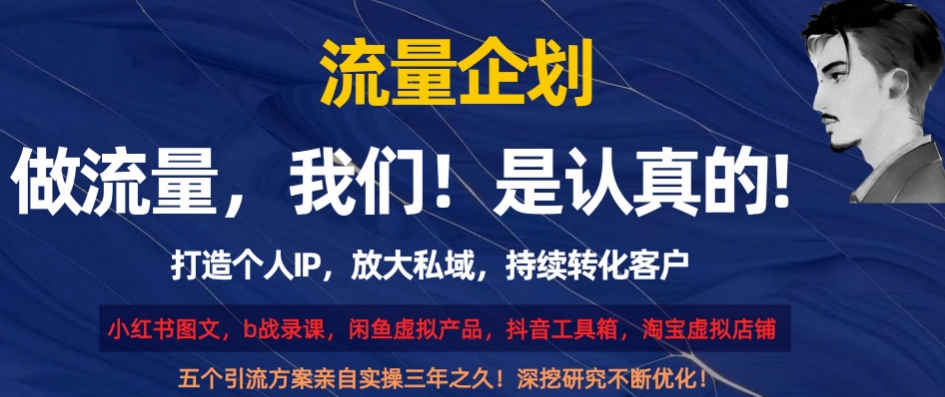 流量企划，打造个人IP，放大私域，持续转化客户【揭秘】网赚项目-副业赚钱-互联网创业-资源整合八方网创