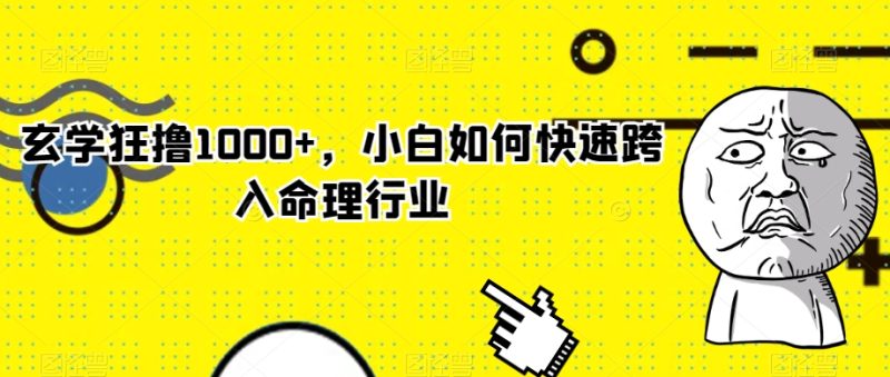 玄学狂撸1000+,小白如何快速跨入命理行业【揭秘】网赚项目-副业赚钱-互联网创业-资源整合八方网创